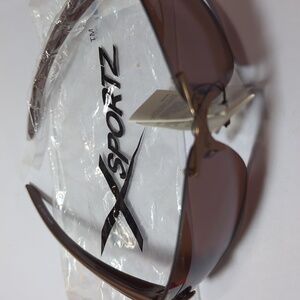 Xsportz™ Comfortable Wrap-around Rimless Sunglasses Brown NWT